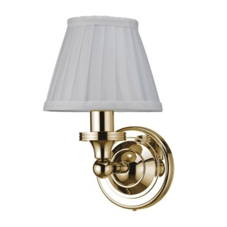 Burlington LED Bathroom Round Wall Light & White Fine Pleated Shade